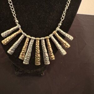 Gold and Silver Hammered Necklace